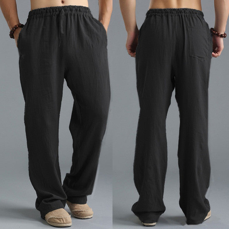 Men's Breathable Linen Casual Sports Pants - Loose Fit Summer Trousers