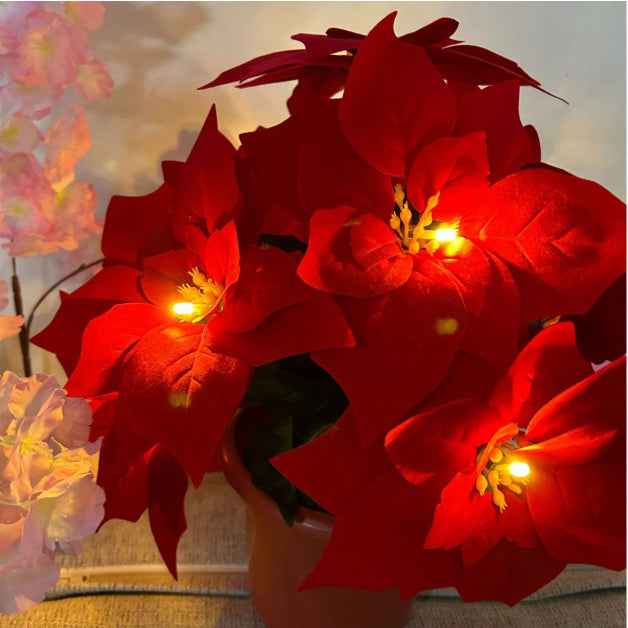 Red Flower String Lights - Door Frame Escalator Decoration with Cloth Flowers (2m) - DropOnline.co