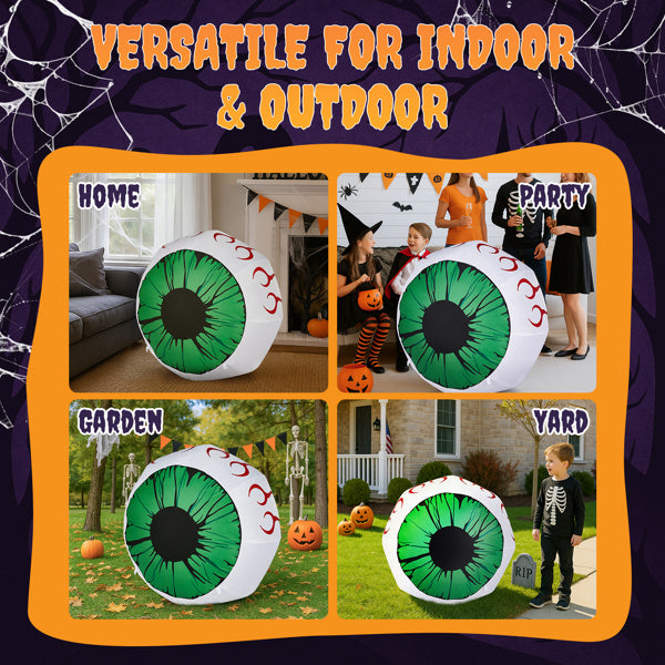 2PCS 3ft Green Eyeball Halloween Inflatables - 2 White LED Lights
