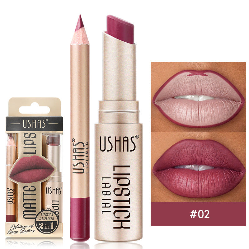 Long-Lasting Matte Lipstick & Lip Liner Set - Waterproof Non-Transfer 12 Color Collection
