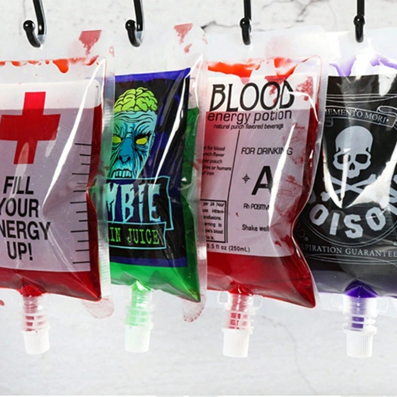 Halloween Blood Drink Bags - 21 Pack Reusable Containers with Funnels