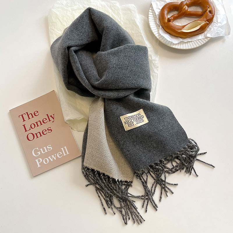 Double-Sided Artificial Cashmere Scarf - Women's Winter Warm Couple Scarf
