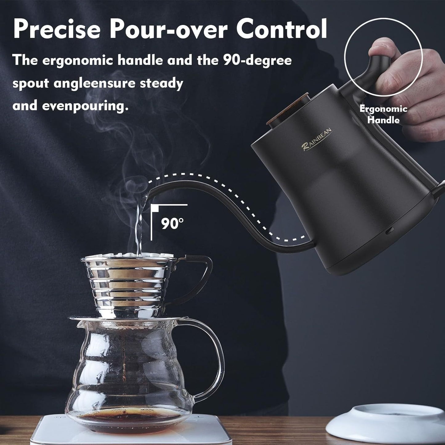 Gooseneck Electric Kettle - Pour Over Coffee Kettle with Precision Spout & Auto Shut-Off
