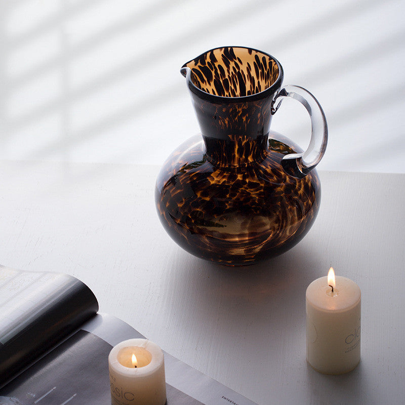 Premium Tortoiseshell Glass Vase - Elegant Home Decoration Ornament