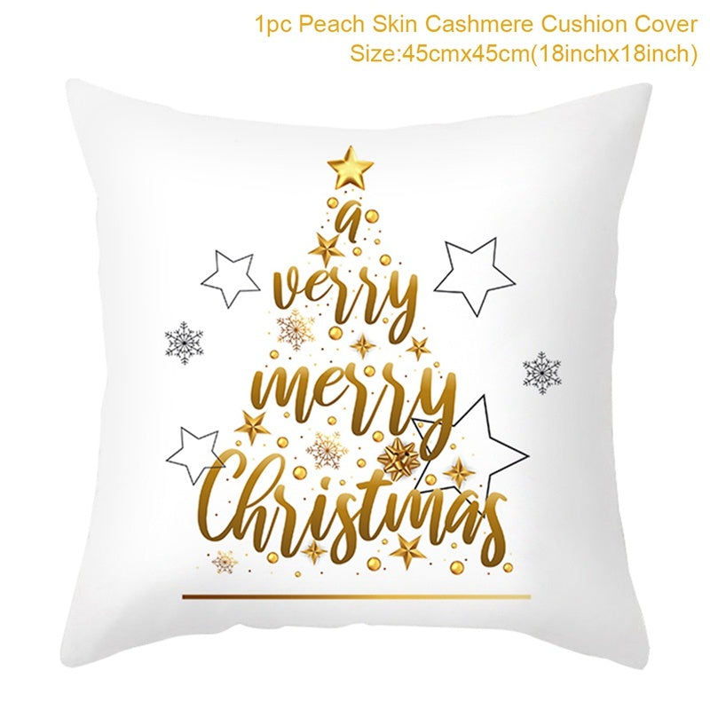 Christmas Printed Throw Pillow Cushion Cover - Festive Linen Holiday Decoration for Home