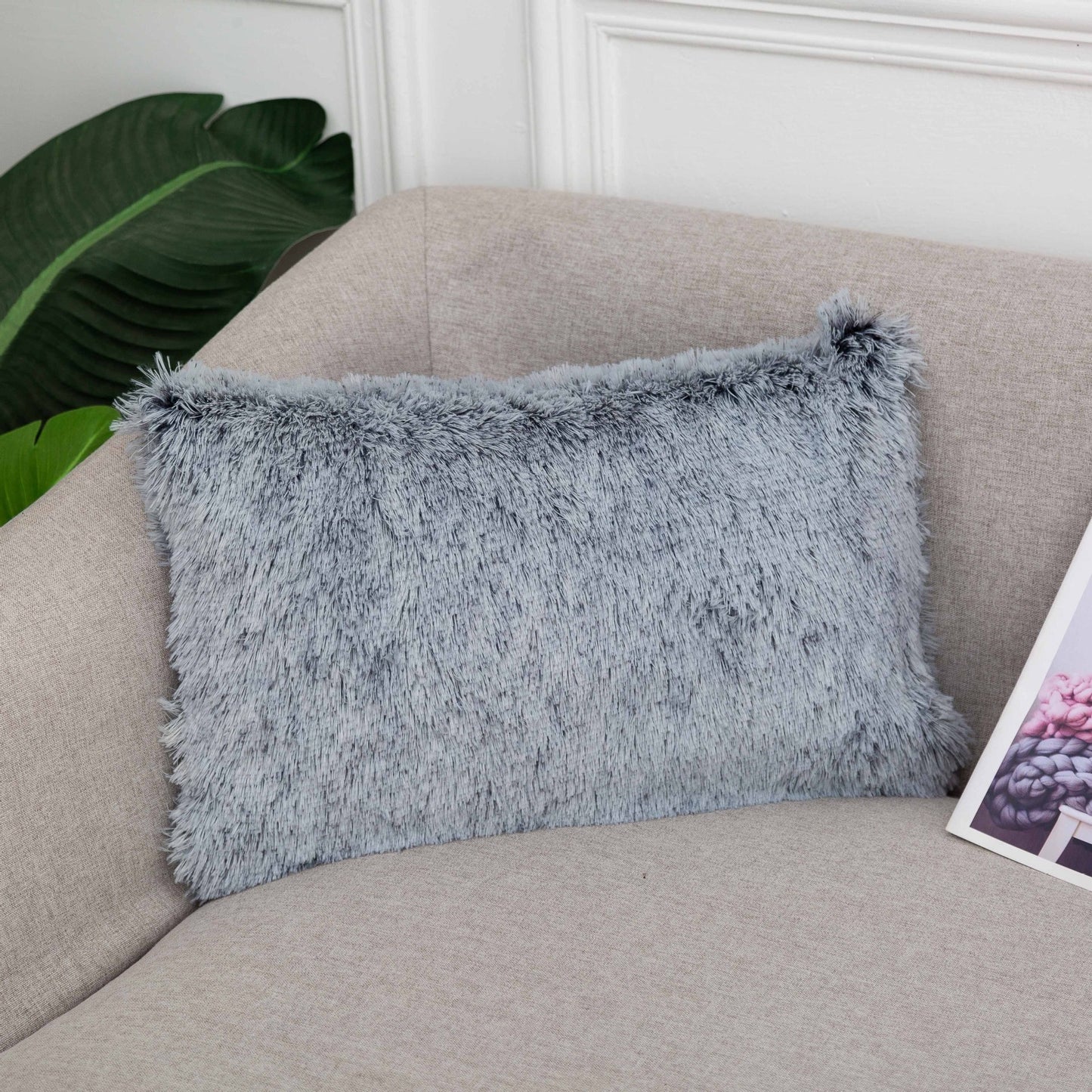 Long hair gradient color pillowcase back cushion plush pillowcase