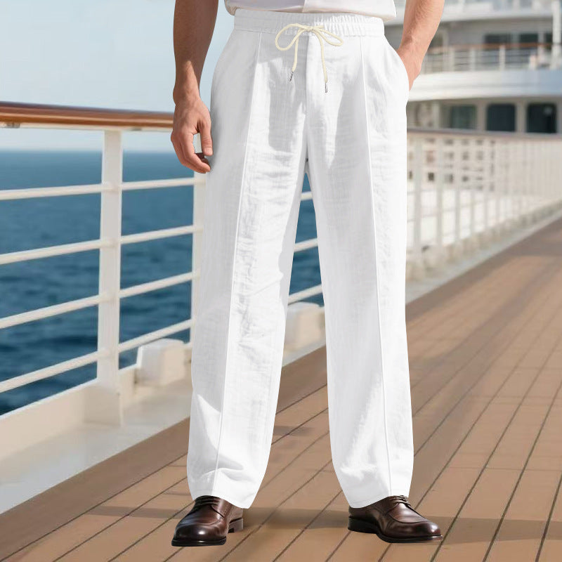 Men's Breathable Linen Beach Pants - Loose Fit Casual Summer Trousers