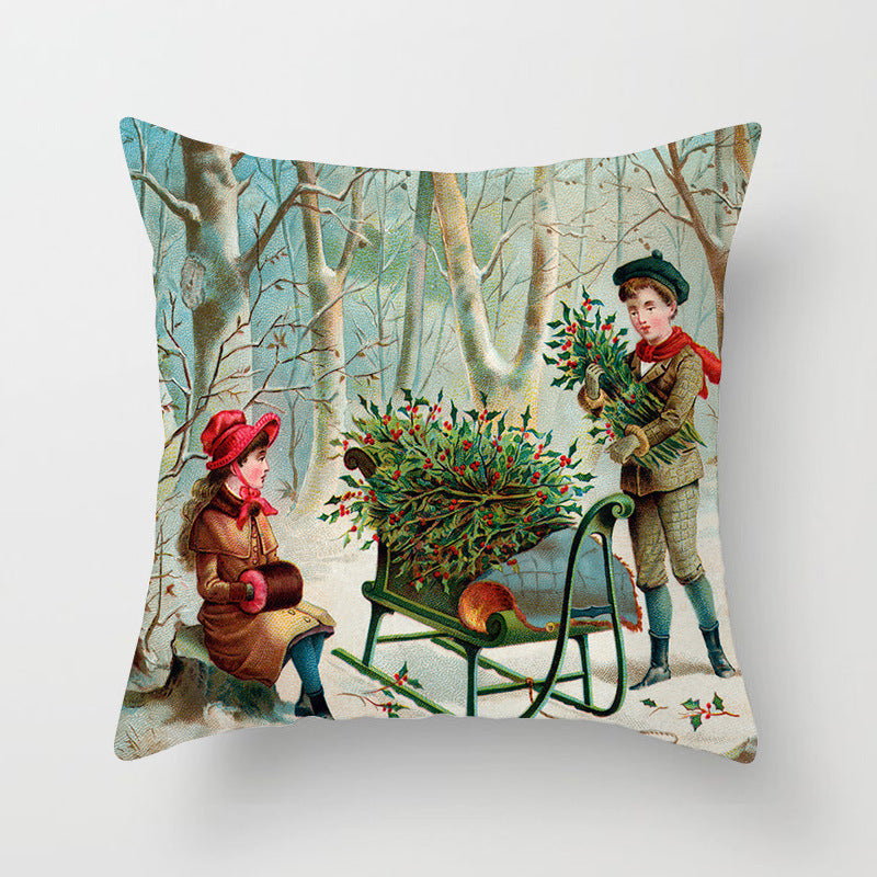 Holiday Home Decoration Cushion Cover - Festive Seasonal Throw Pillow Case for Celebrations