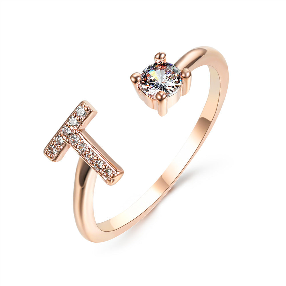 Adjustable Initial Letter Ring - Personalized Alphabet Jewelry