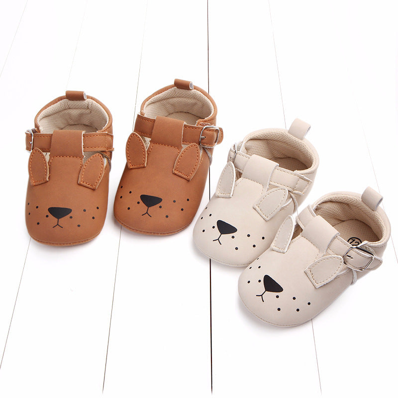 Cartoon Animal Baby Shoes - Soft Non-Slip Leather First Walking Shoes