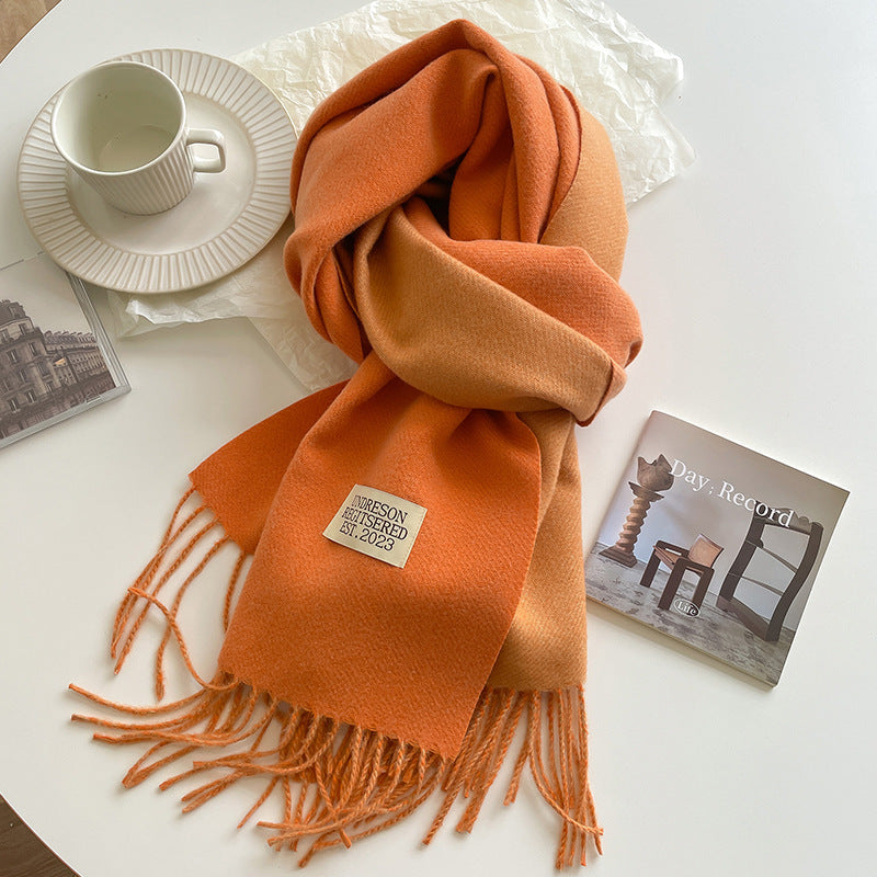 Double-Sided Artificial Cashmere Scarf - Women's Winter Warm Couple Scarf
