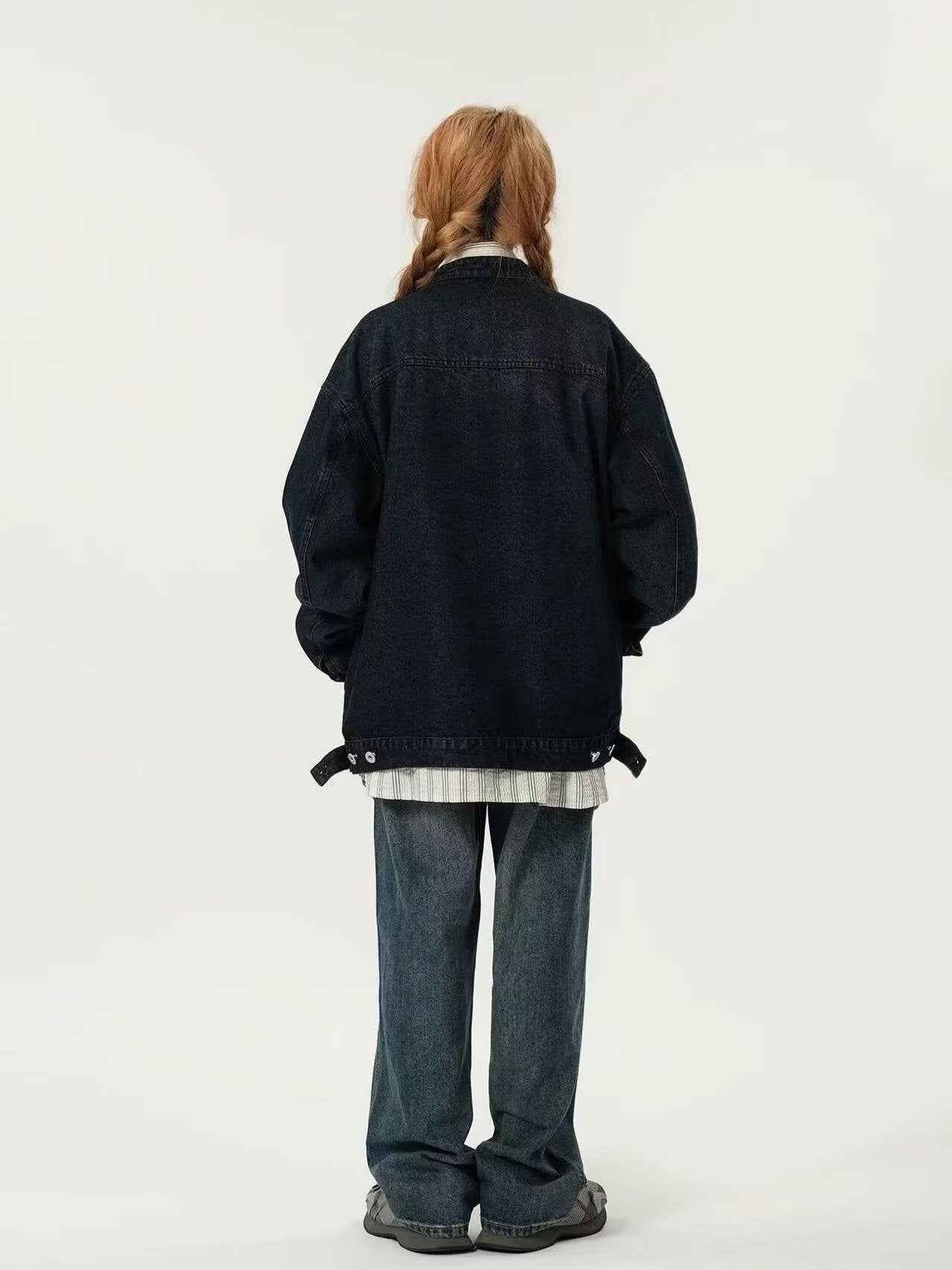 Women's Denim Jacket Spring And Autumn Style Washed Distressed Stand-collar Workwear