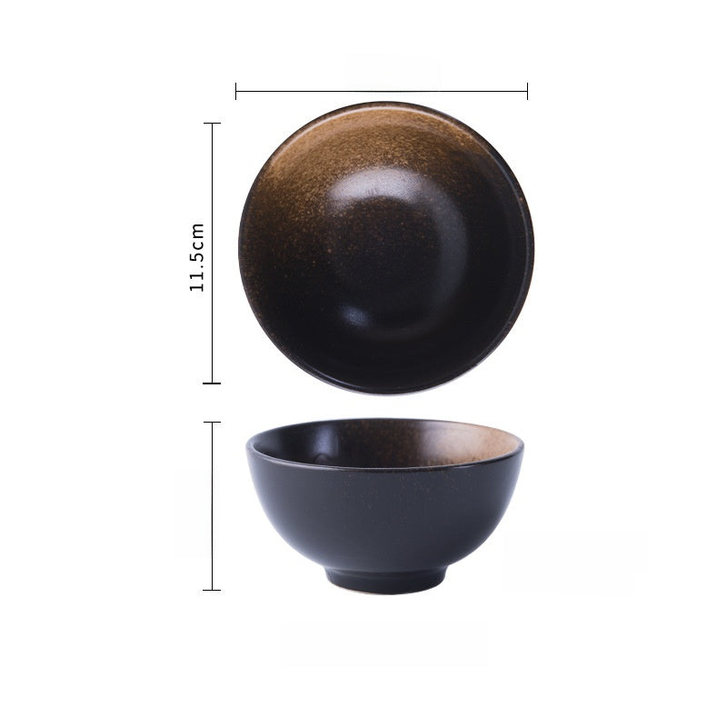 Japanese-Style Porcelain Rice Bowl - Microwave Safe Ceramic Dining Bowl