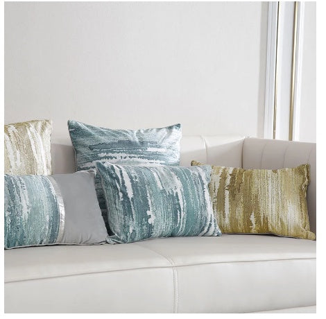 Light Luxury Sofa Cushion Living Room Nordic Velvet Printing Pillow Simple Modern Model Room Pillow Pillowcase