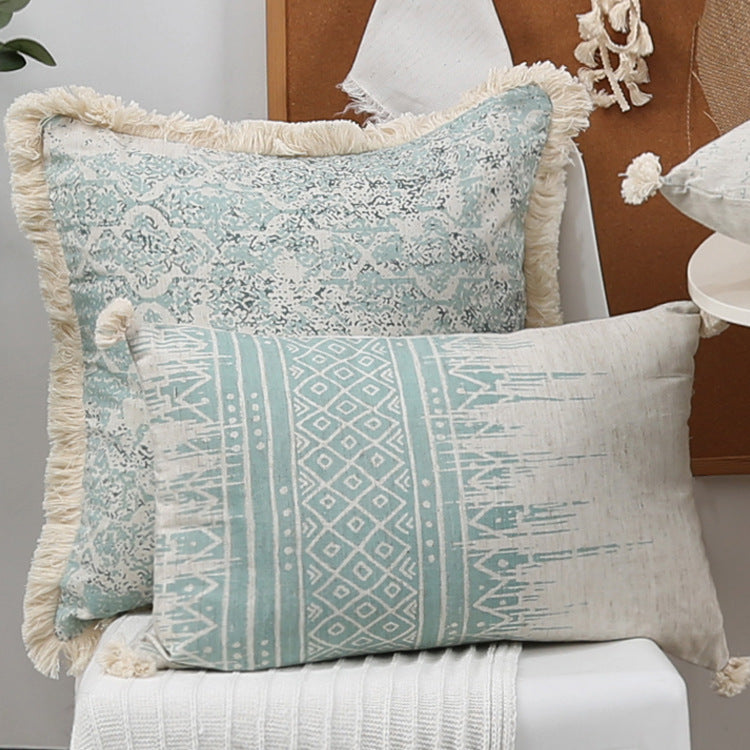 Printed woven tufted pillow cushion cover