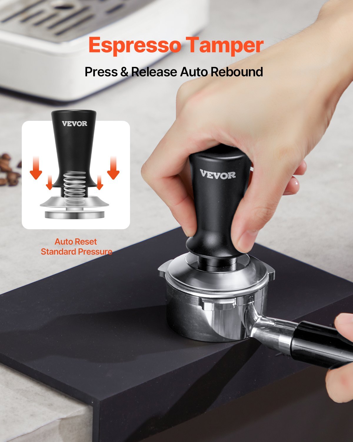 53mm Espresso Tamper Stainless Steel Coffee Tamper With Spring
