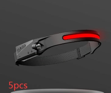 COB LED Rechargeable Headlamp - 350 Lumens Wave Sensor Waterproof Headlight for Camping & Outdoor