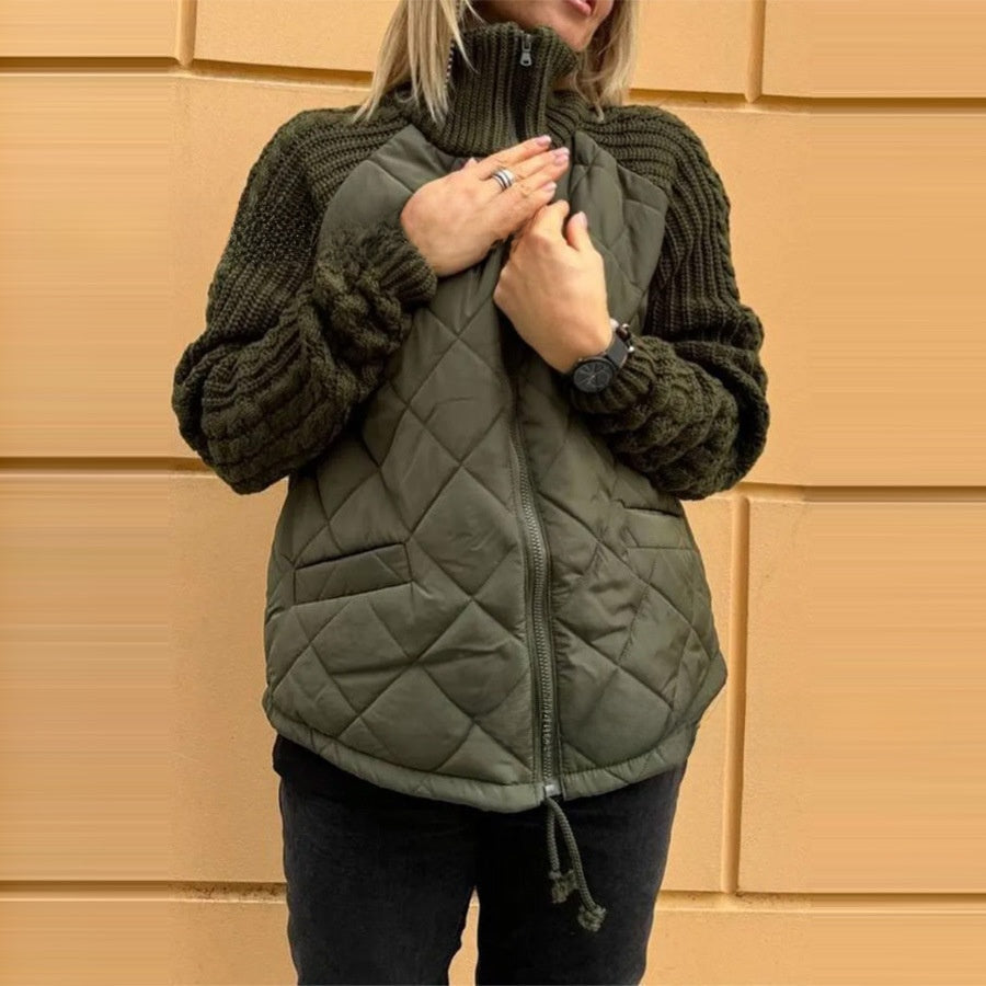 Women's Zippered Stand Collar Cardigan - Modern Zip-Up Sweater