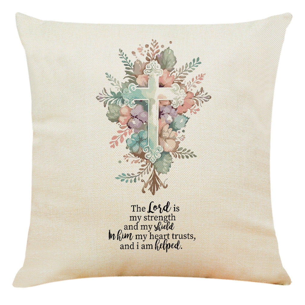 Cotton And Linen Cushion Case Church Cross Printed Car Cushion Home Sofa Cushion