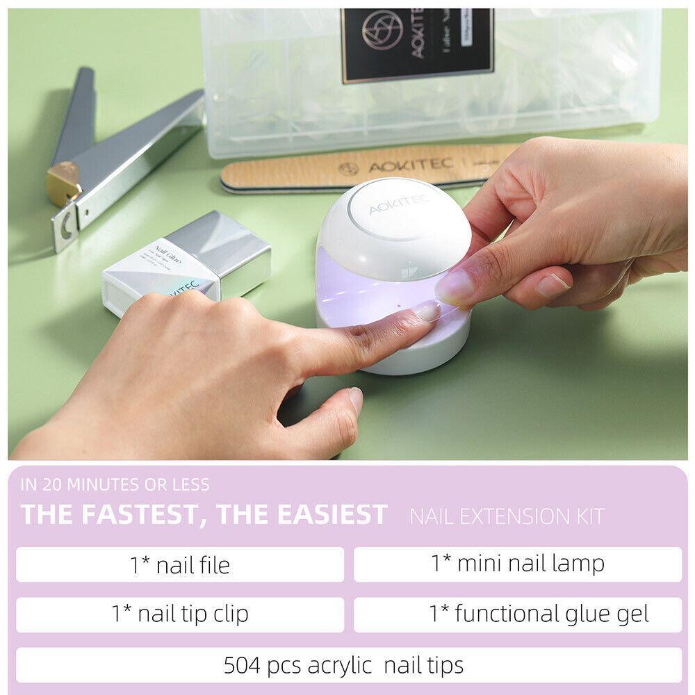 504-piece Full-coverage Nail Patch Set With 4-in-1 Nail Glue And Gel For Nail Extension Salons