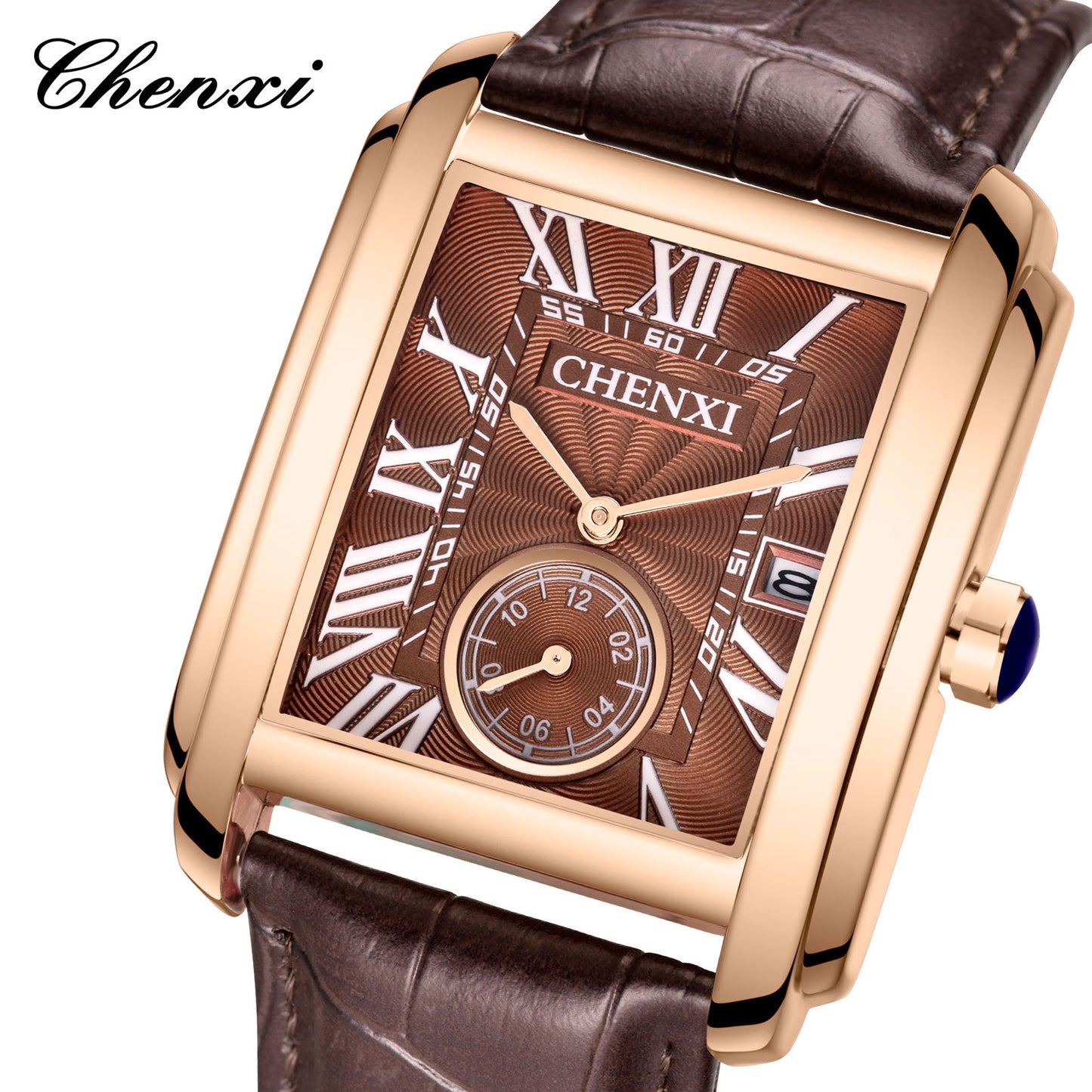 Men's Square Quartz Watch - Dawn Brand Direct Belt Timepiece