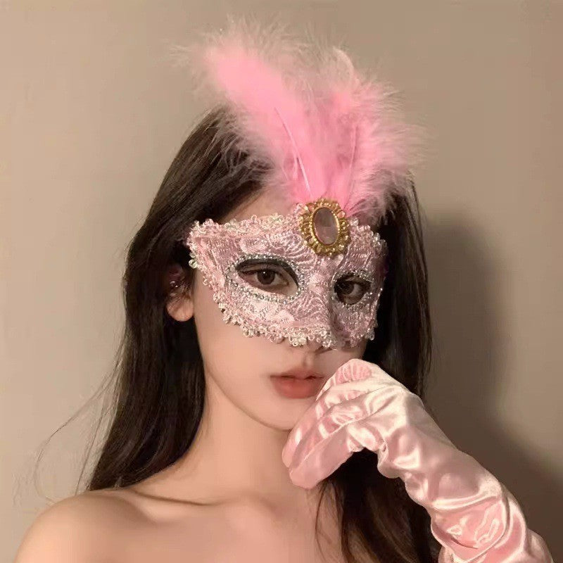 Halloween Half Face Mask - Werewolf White Design
