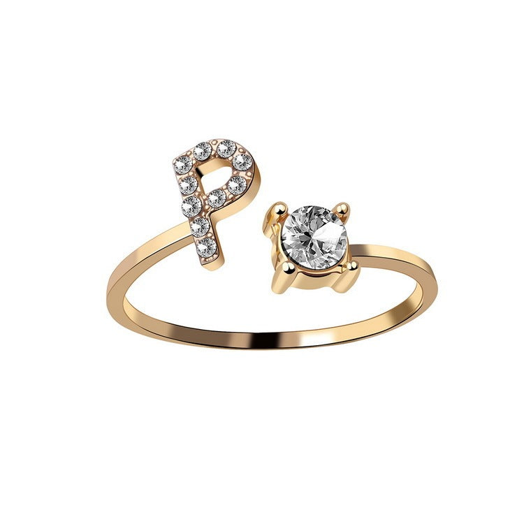 Adjustable Initial Letter Ring - Personalized Alphabet Jewelry