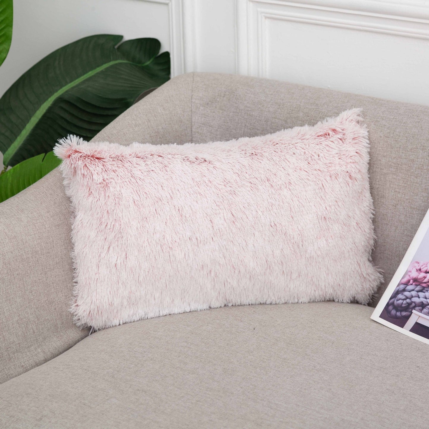 Long hair gradient color pillowcase back cushion plush pillowcase