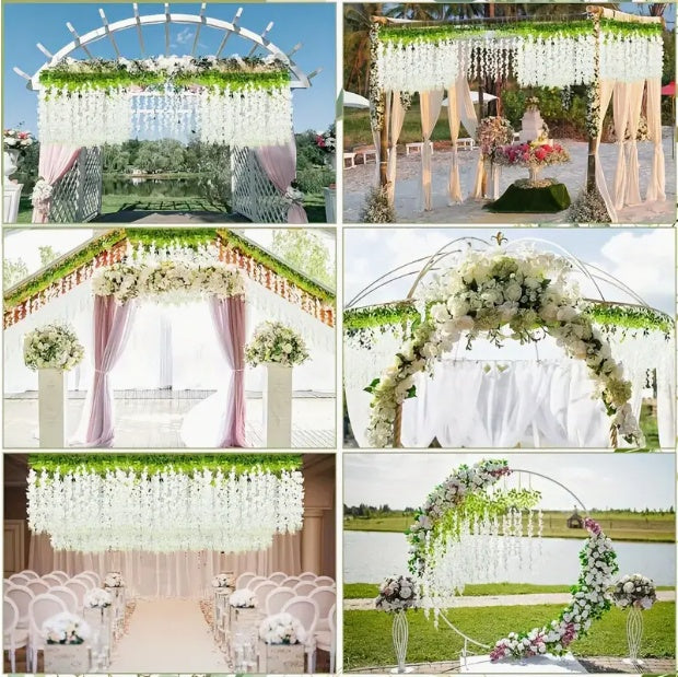 36pcs White Artificial Wisteria Flowers