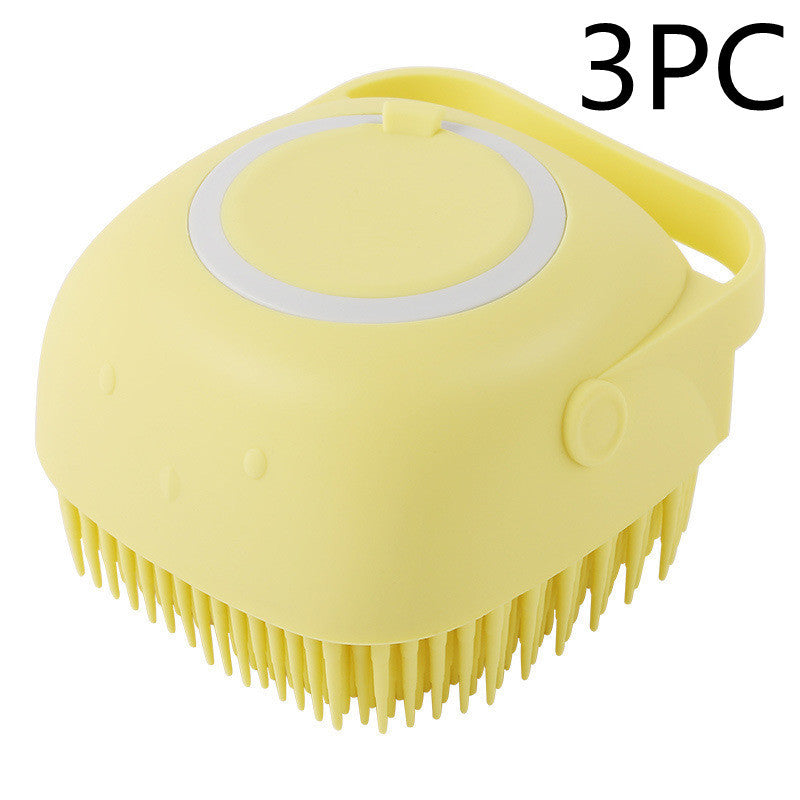 Silicone Dog Bath Massage Gloves Brush - Pet Grooming Tool with Shampoo Dispenser for Dogs & Cats