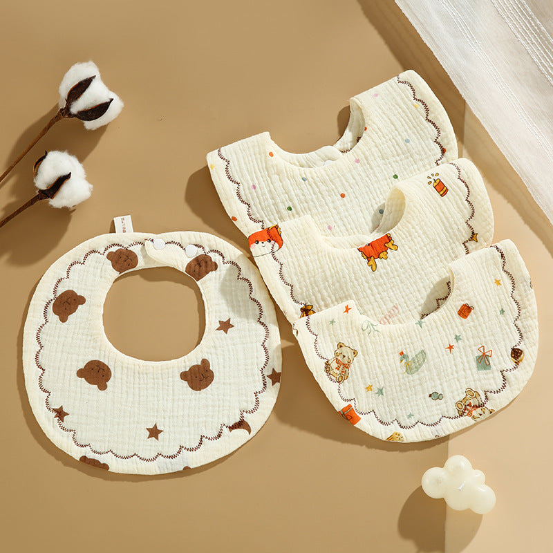 Baby Bib Set - 6-Layer Cotton Anti-Spill Round Bibs