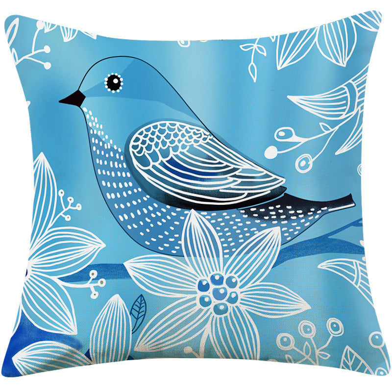 Country Pastoral Flower And Bird Cushion Cotton And Linen Pillowcase
