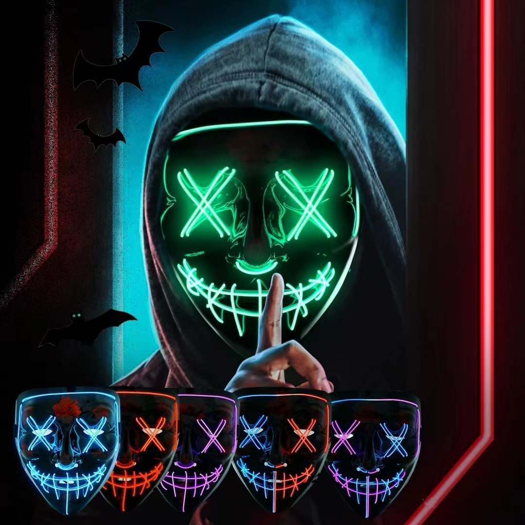 LED Glow V-Shaped Halloween Mask - Blue Light Design