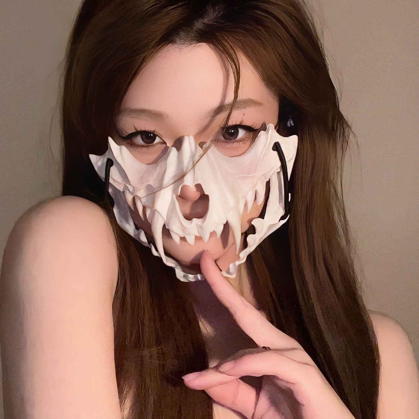 Halloween Half Face Mask - Werewolf White Design