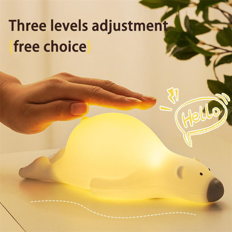 Cute Bear Silicone Night Light - 3 Levels Atmosphere Table Lamp for Children Kid Bedroom Bedside