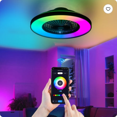 23 Inch Smart Ceiling Fan with LED RGB Lighting - App & Remote Control with Silent DC Motor