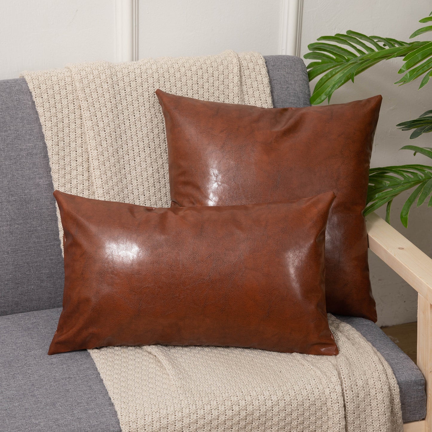 Leather Pillowcase Cushion Sofa Cushion Pillow Cover