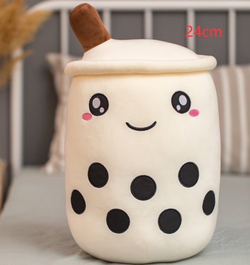 Boba Tea Plush Toy - Cute Strawberry Milk Tea Stuffed Animal Pillow Cushion for Kids
