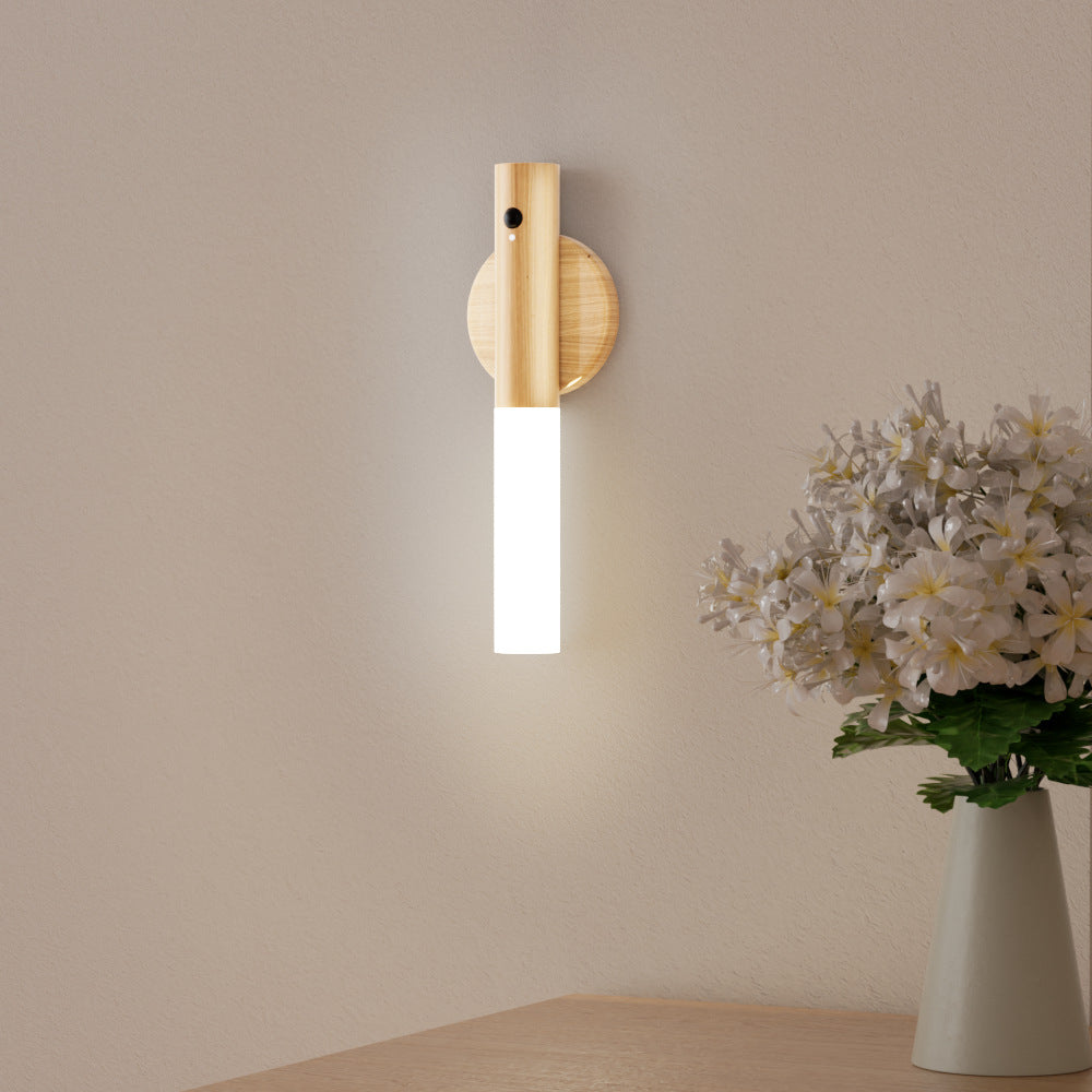 Solid Wood Motion Sensing Night Light - USB Rechargeable