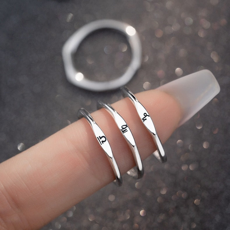 Simple Twelve Constellation Open Ring - Single Exclusive Zodiac Ring