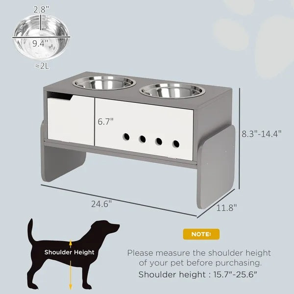 Elevated Dog Bowls, 3 Height Adjustable Raised Dog Bowls W Slow Feeder Mat, Stand, For Medium To Extra Large Dogs