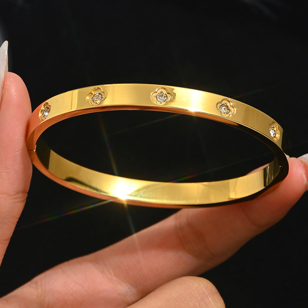 Stainless Steel Gold Bracelet - Love Nail Design