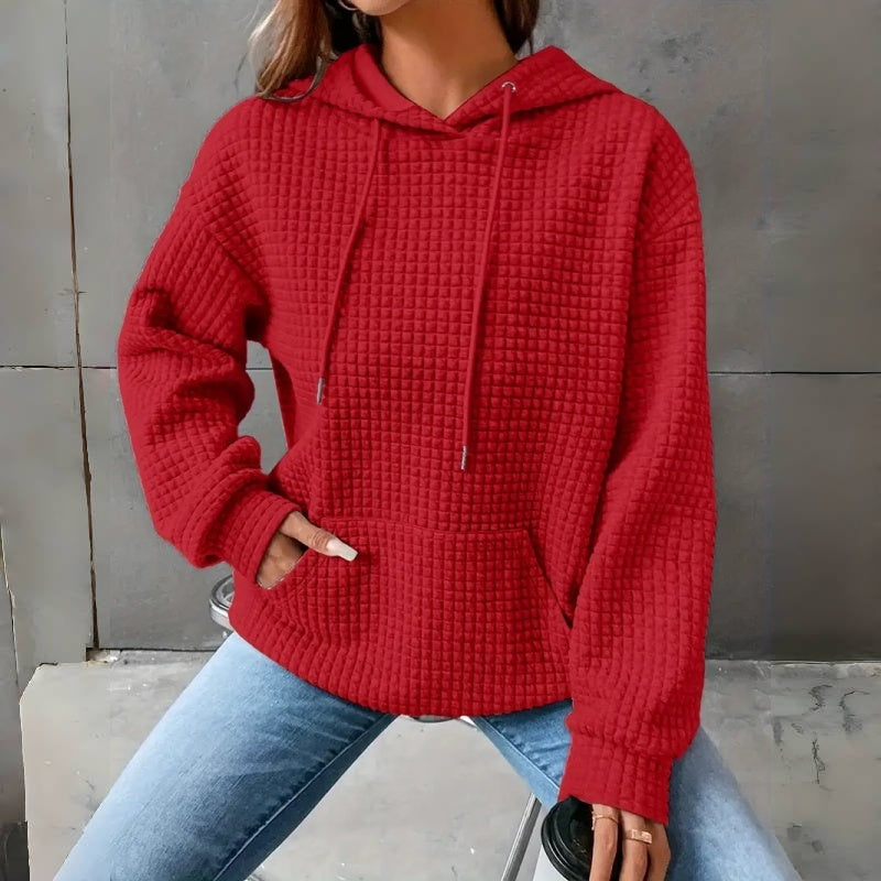Women's Loose Hooded Long Sleeve Sweatshirt - Cozy Casual Pullover