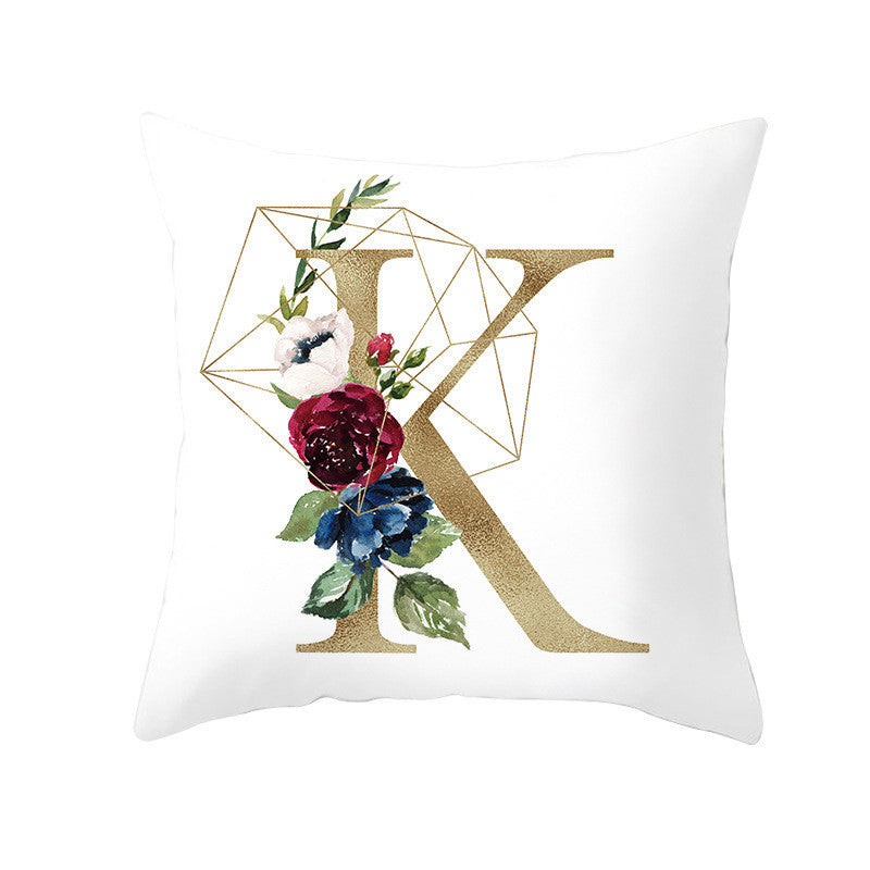 Nordic Style Pillowcase Geometric Golden Letter Pillowcase Peach Skin Sofa Cushion Household Goods
