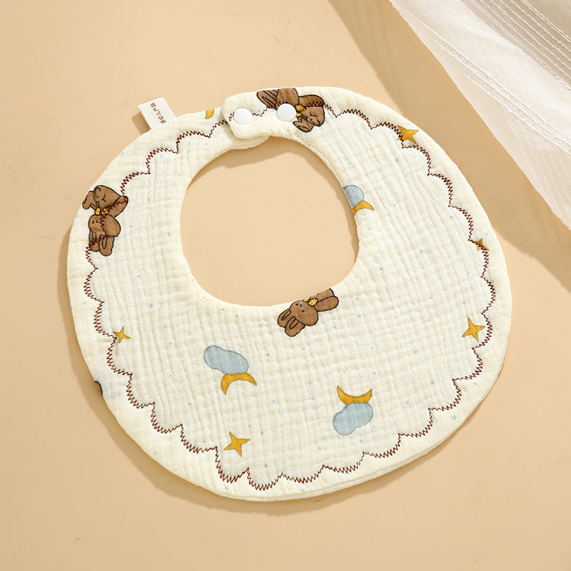 Baby Bib Set - 6-Layer Cotton Anti-Spill Round Bibs