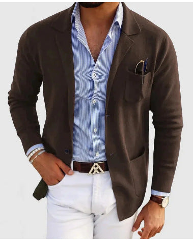Men's Spring Leisure Printed Double Button Suit Jacket - Casual Business Blazer