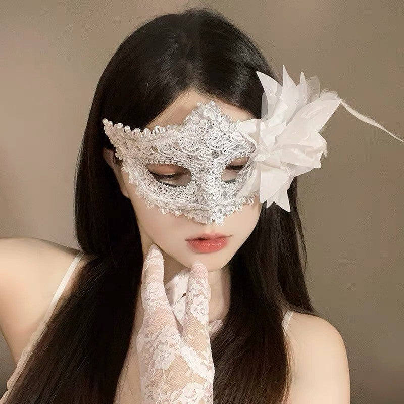 Halloween Half Face Mask - Werewolf White Design