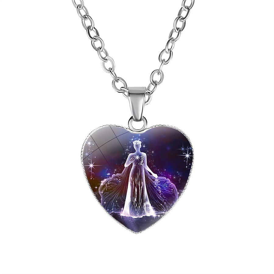 Women's Zodiac Heart Pendant Necklace - Personalized Astrology Jewelry