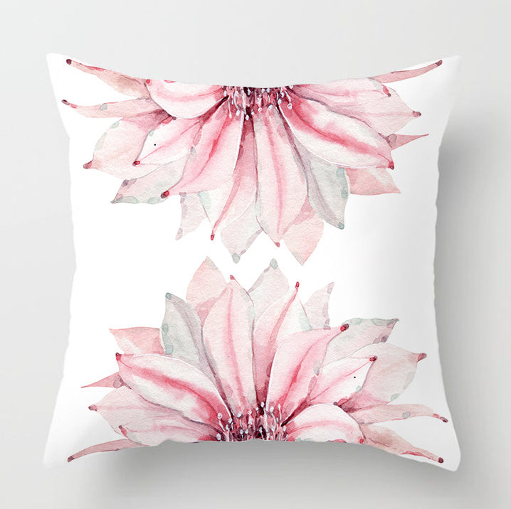 Watercolor Cactus Flowers Green Succulents Cushion Cover