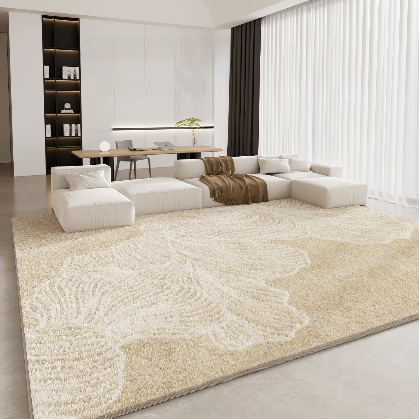 Luxury Cream Style Polyester Carpet - Cashmere-Soft Living Room Rug